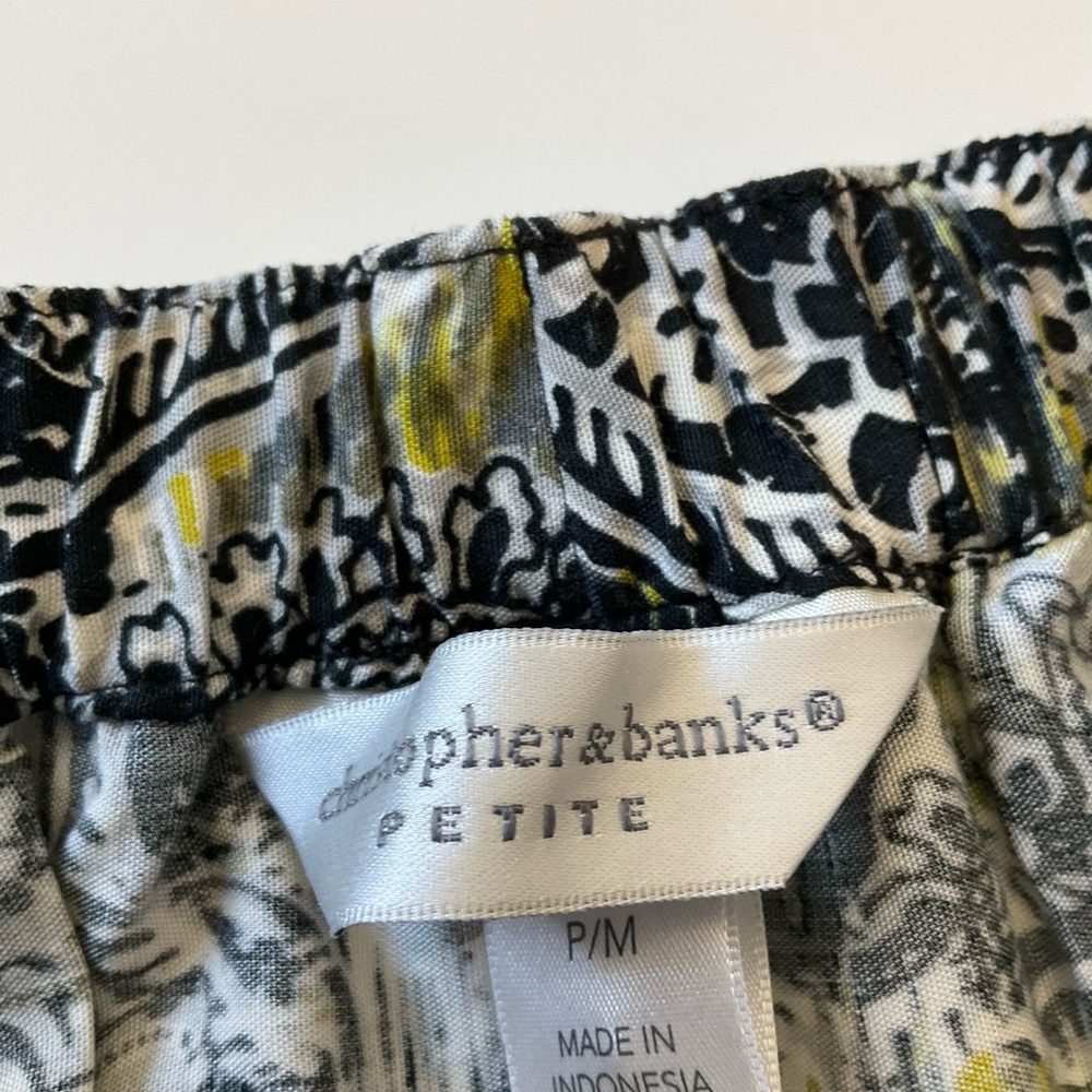 New Christopher & Banks Paisley Print Skirt Black White Chartreuse New With Tags - Picture 5 of 10
